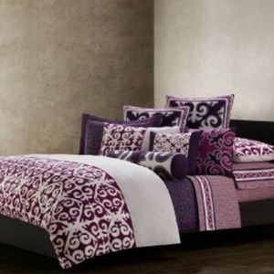 NATORI SUMATRA QUEEN DUVET COVER & STANDARD SHAMS SET-MSRP $1150 - PURPLE-3PC